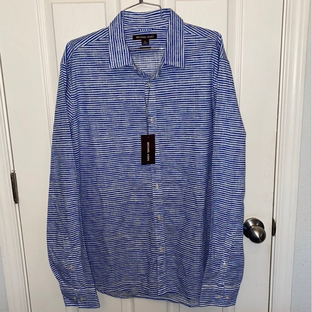 Michael Kors mens Blue Long Sleeve Button up slim fit